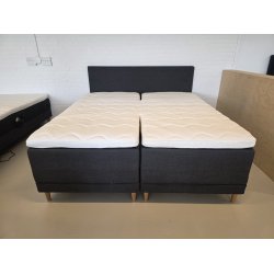*Fast lavpris* - DF Bokselevationsseng 180 x 200 cm gr� inkl. sengegavl, koldskum H-Split topmadras og sengeben