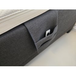 *Fast lavpris* - DF Bokselevationsseng 180 x 200 cm gr� inkl. sengegavl, koldskum H-Split topmadras og sengeben