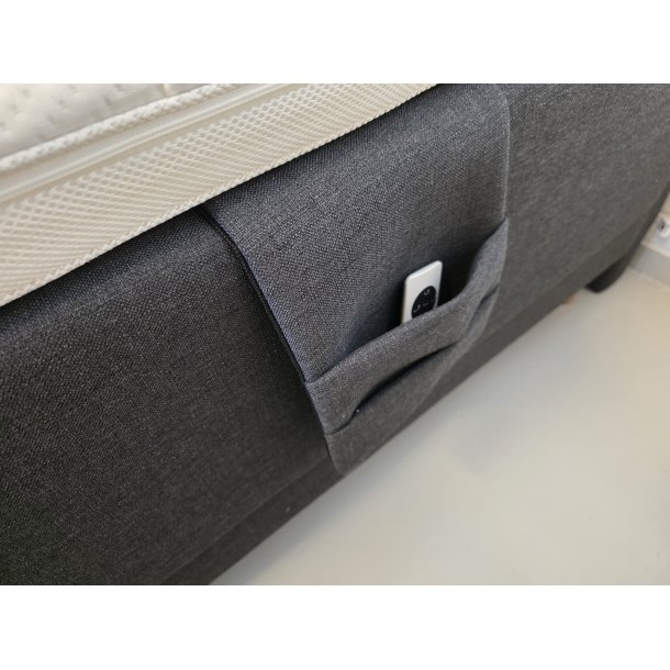 *Fast lavpris* - DF Bokselevationsseng 180 x 200 cm gr� inkl. sengegavl, koldskum H-Split topmadras og sengeben