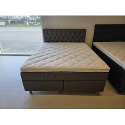 *Fast lavpris* - 160x200 Kontinentalseng, Lys gr�. Incl. Sengegavl
