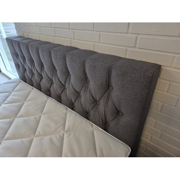 *Fast lavpris* - 160x200 Kontinentalseng, Lys gr�. Incl. Sengegavl