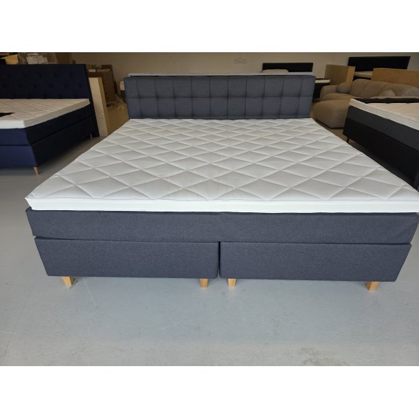 *Fast lavpris* - Kontinentalseng 210*210 cm Antracit. Incl. sengegavl.