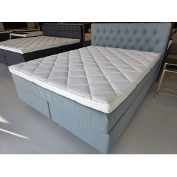 *Fast lavpris* - 160x200 Kontinentalseng, Lys tyrkis/bl� Incl. sengegavl