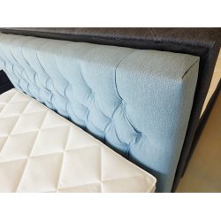 *Fast lavpris* - 160x200 Kontinentalseng, Lys tyrkis/bl� Incl. sengegavl