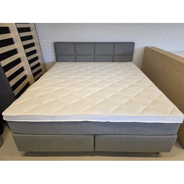 *Fast lavpris* - Kontinentalseng 180x200 cm incl. sengegavl - gr� boucl�
