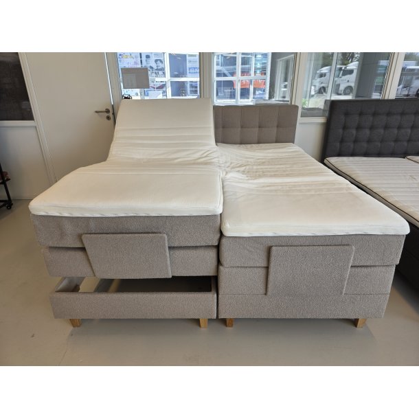 *Fast lavpris* - Dobbeltfjedret elevationsseng 180x200 cm - Beige Boucl�
