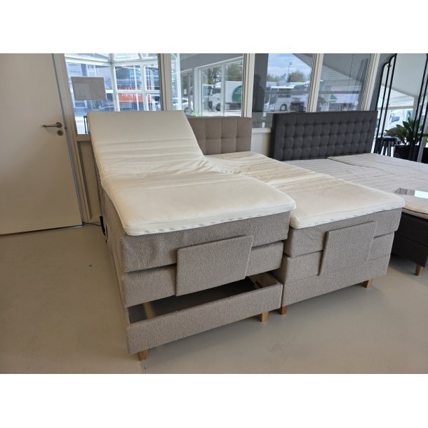*Fast lavpris* - Dobbeltfjedret elevationsseng 180x200 cm - Beige Boucl�