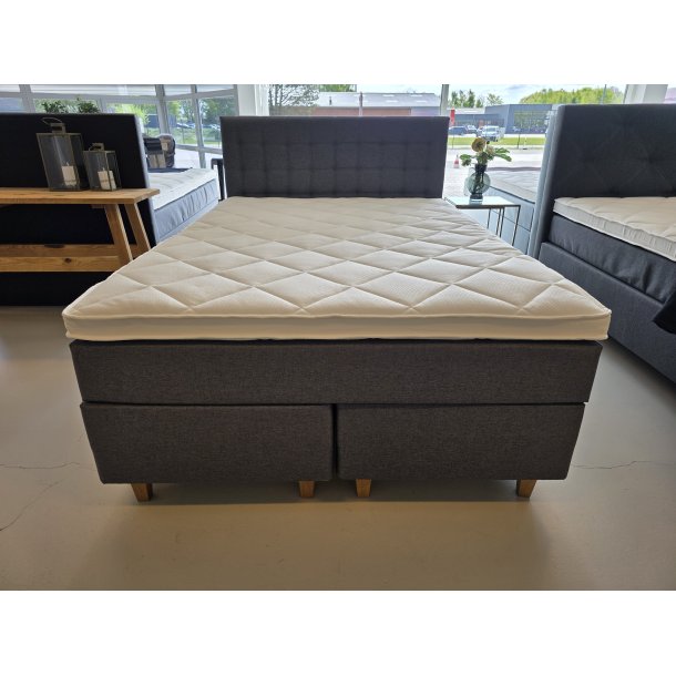 *Fast lavpris* - Kontinentalseng 140x200 cm incl. sengegavl - Antracitgr�