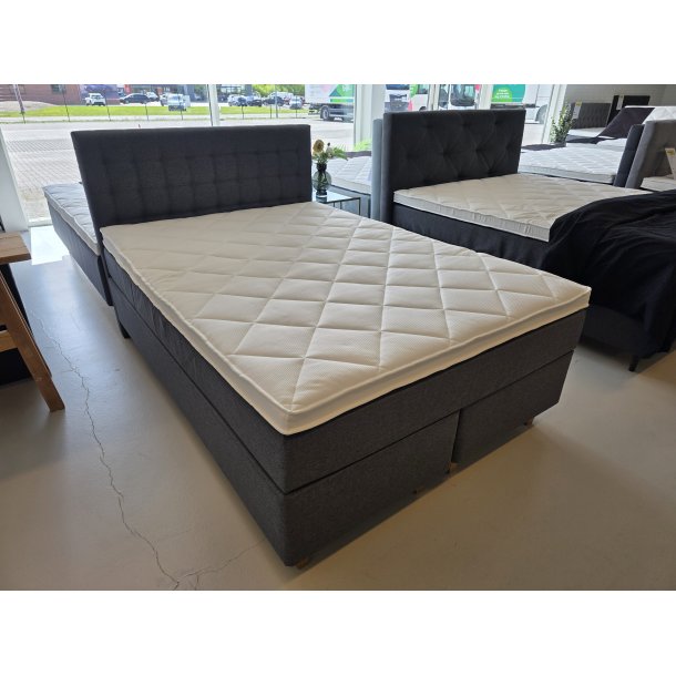 *Fast lavpris* - Kontinentalseng 140x200 cm incl. sengegavl - Antracitgr�