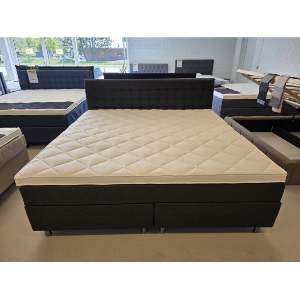 *Fast lavpris* - Kontinentalseng 210x210 cm incl. sengegavl - Antracit