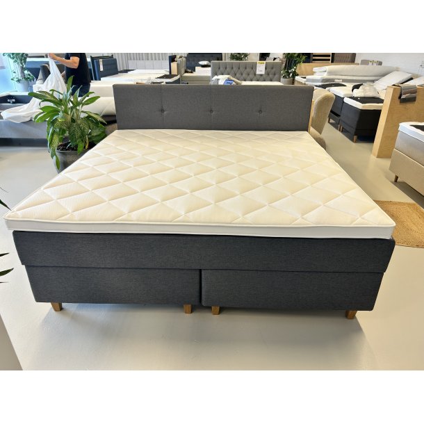 *FAST LAVPRIS* - Kontinentalseng 200x200 Antracit gr� - Incl. sengegavl
