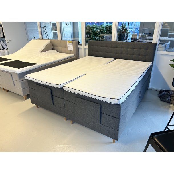*Fast lavpris* - Dobbeltfjedret elevationsseng 180x210 cm - Antracit