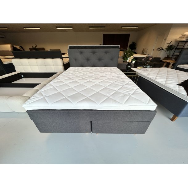 *Fast lavpris* - 160x200 Kontinentalseng, Antracit Incl. sengegavl