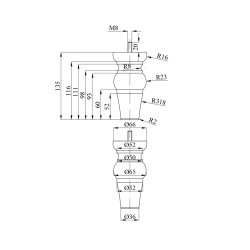 15CM BG DREJET SENGEBEN/SOFABEN KS.  4 STK.
