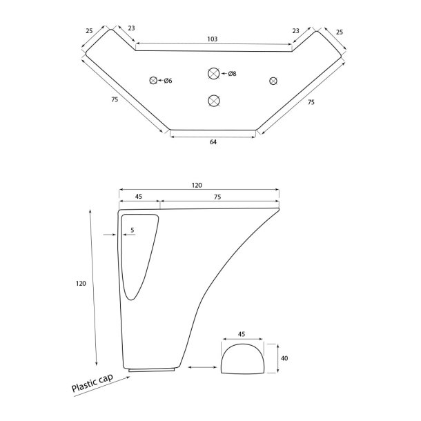12 CM DELUX TRIANGLE STL SENGEBEN/SOFABEN KS.  4 STK.