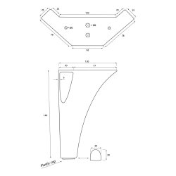18CM DELUX TRIANGLE SORT SENGEBEN/SOFABEN KS.  4 STK.