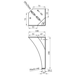 19CM TREKANTET MESSING SENGEBEN/SOFABEN KS.  4 STK.